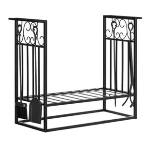 HOMCOM Vintage Style Powder Coated Steel Firewood Log Rack Holder - Picture 1 of 6