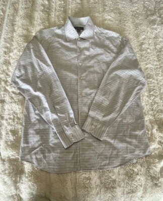 Ermenegildo Zegna Dress Shirt Mens Large Gray  black Checkered Stripes Buttonup - Image 1 of 4