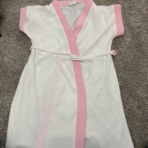 girls size 14 light weight bath robe, white/pink, Jackies Girls - Picture 1 of 5