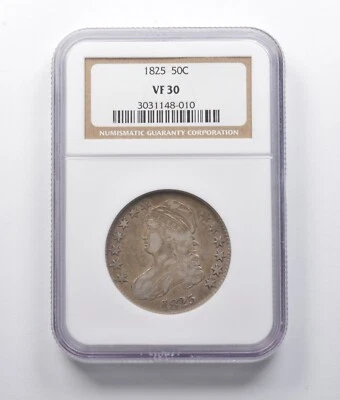 VF30 1825 Capped Bust Half Dollar NGC *7630 - Image 1 of 3