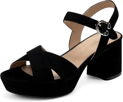 Novas Sandálias Femininas Aerossoles Cosmos Preto Camurça Salto Sapatos Tamanho 7 M - Imagem 1 de 4