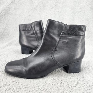 Bass Women's Boots 9.5 M Black Leather Block Heel Comfort Office Shoes Booties - Picture 1 of 10