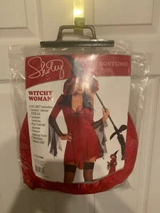 NWOT Witchy Woman Witch  Costume Red And Black Adult Size M/L Dress And Hat - Picture 1 of 4