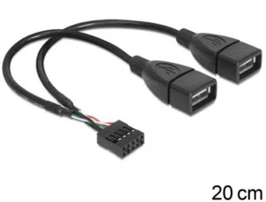 Cable USB 2x conector A a conector de poste USB 10pin 20cm - Imagen 1 de 1