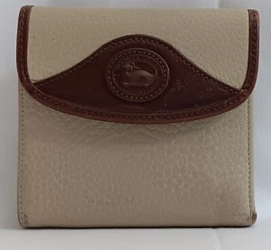 Dooney & Bourke Vintage Biege Brown AWL Leather Duck Kisslock Wallet - Picture 1 of 15