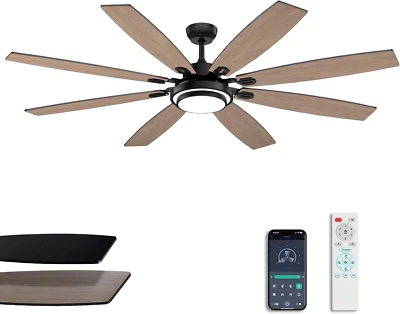 72 Inch Black Large Ceiling Fans with Lights and Remote Control for Living Room, - Image 1 of 4