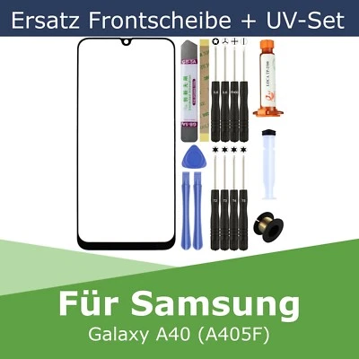 WILKU Ersatz Frontglas für Samsung Galaxy A40 Display Touchscreen Scheibe + UV Set