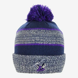 650905 MELBOURNE STORM NRL TEAM BLITZ BEANIE WINTER HAT WITH REMOVEABLE POM POM - Picture 1 of 1