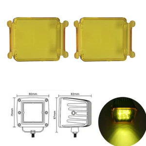 2x Yellow Dust Proof Cover for 3X3" Square LED Work Light Cube pods Offroad - Picture 1 of 12
