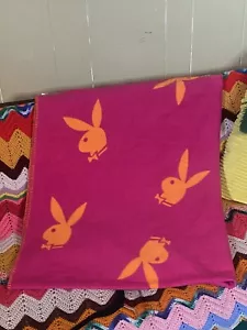 Manta polar Playboy vintage Y2K Bunny rosa y naranja RARA 48X60 - Imagen 1 de 4