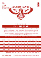 2013-14 Hoops Red Backs Atlanta Hawks Basketball Card #227 Paul Millsap