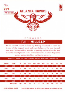 2013-14 Hoops Red Backs Atlanta Hawks Basketball Card #227 Paul Millsap