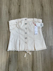 Urban Outfitters BDG Denim Cream Lace Up Corset Top Size M - Picture 1 of 5