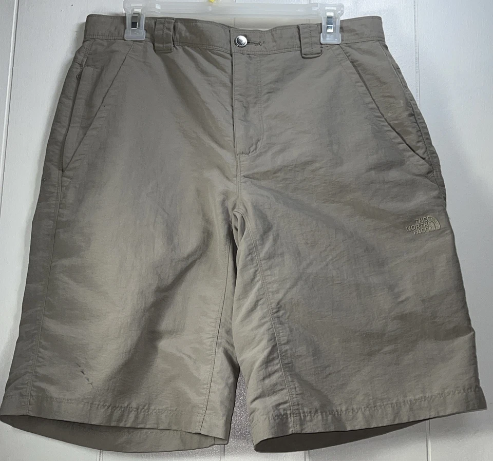 The North Face Shorts Mens 34 Khaki Chino Flat Front Outdoor Zip Pocket - Image 1 of 4