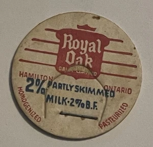 Tappo bottiglia latte vintage ROYAL OAK DAIRY, Hamilton, Ontario - Foto 1 di 2