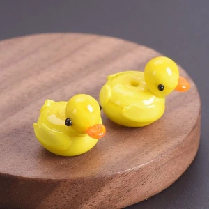 Dije de vidrio de murano hecho a mano de pato amarillo de 16x15 mm 2 piezas cuentas sueltas hágalo usted mismo joyería - Imagen 1 de 4