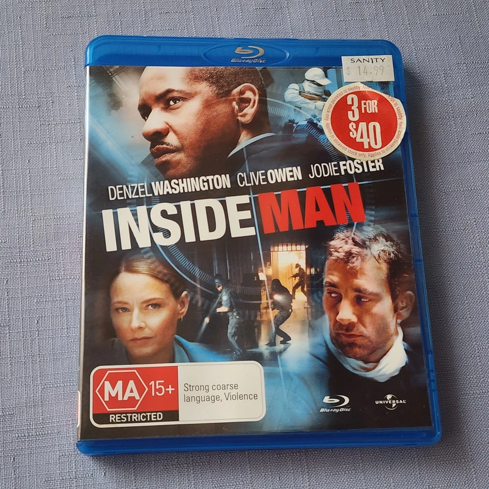 Inside Man (Blu-Ray 2006) Region B Denzel Washington Clive Owen - image 1 of 4