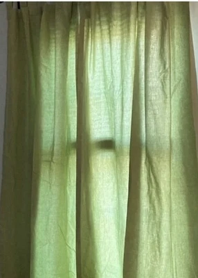 Pottery Barn Linen Tie Top  Panel Kiwi Lime Green Color 54”x84” India - Image 1 of 4