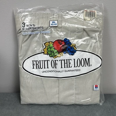 Calzoncillos boxer vintage Fruit Of The Loom talla XL 42-44 paquete de 3 1986 gris beige azul Foto 1 de 4