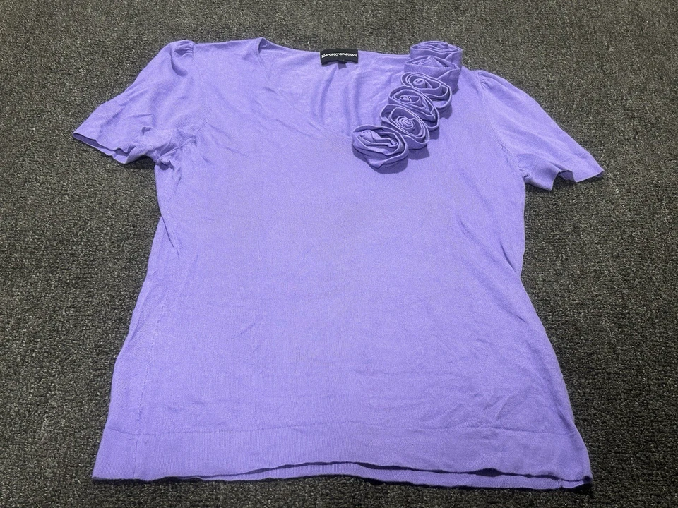 BLUSA EMPORIO ARMANI FLORAL BAMBÚ MANGA CORTA MORADO TALLA 42 Foto 1 de 4