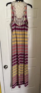 New Directions Striped Dress With Back Lace Insert dress, Size: Large - Picture 1 of 6