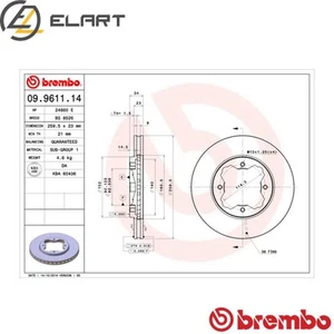 2x BRAKE DISC 09.9611.14 FOR ROVER 600I F 18 A3 1.8L F20Z1/20Z2 2.0L 4cyl 600 I - Picture 1 of 9