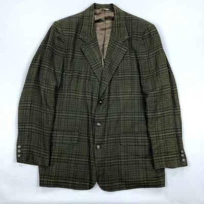 Jaqueta Blazer Vintage Banana Republic L 44R Verde Xadrez 100% Linho Casaco Esportivo Safari - Imagem 1 de 4