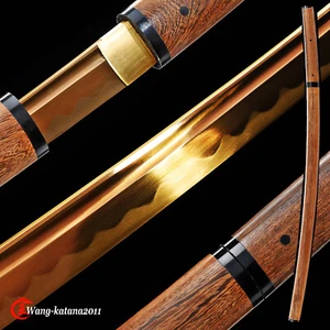 Katana combat samouraï japonais en acier doré à haute teneur en carbone palissandre SHIRASAYA - Photo 1 sur 9