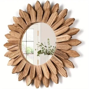 "Espejo de pared de madera de girasol Starburst 12"" decoración Shabby Chic bohemio boho" - Imagen 1 de 10