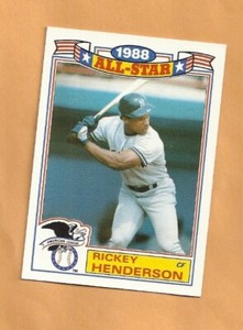 1989 Topps All-Star Commemorative Set Rickey Henderson Yankees # 7 of 22