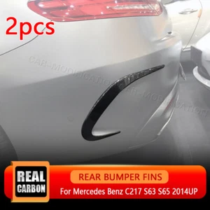 REAL CARBON Fiber Rear Bumper Splitter Fins For Benz C217 S63 S65 Coupe 2014-19 - Picture 1 of 13
