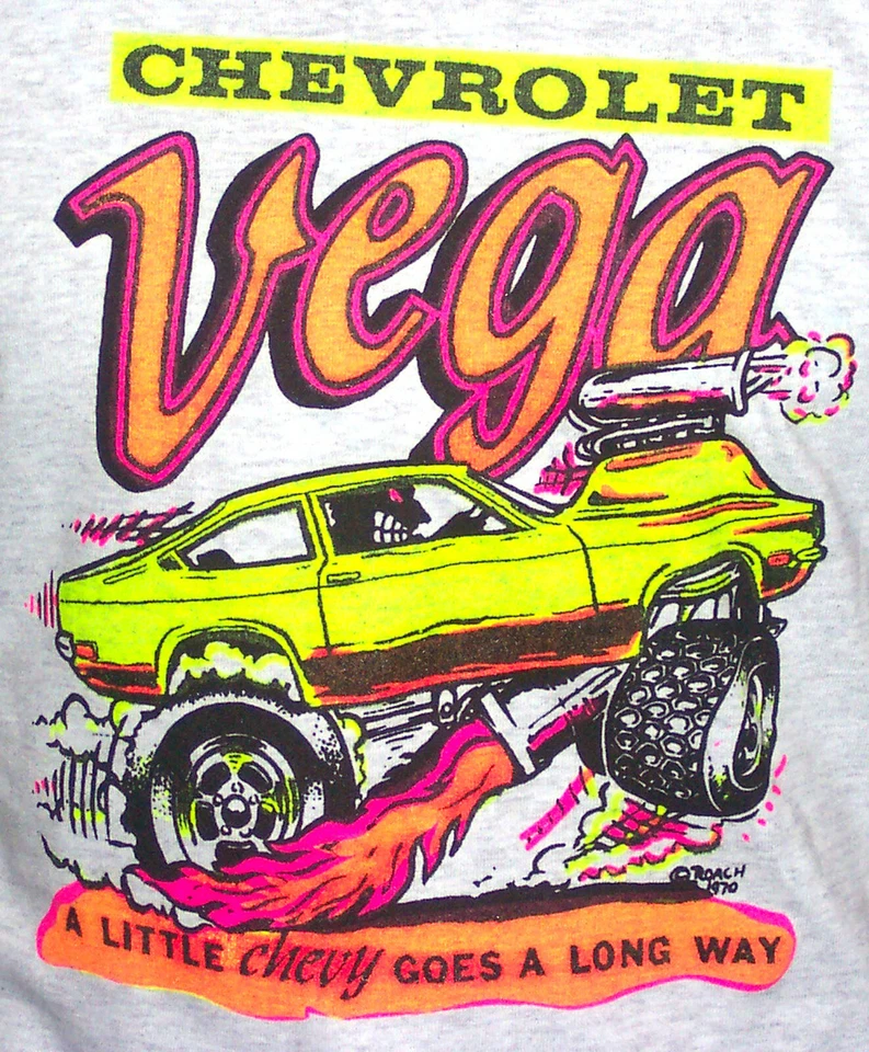 Camiseta Chevy Vega Principios Años 70 Vintage Clásica NOS 0058 S.M.L o XL Foto 1 de 1