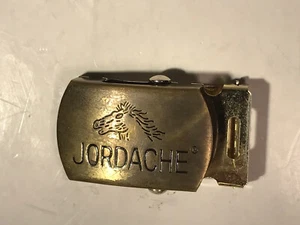 UE05107 COOL VINTAGE 1970s JORDACHE CLOTHING BRASSTONE BELT BUCKLE - Picture 1 of 12