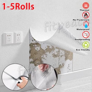 5 Roll Thick Self Adhesive Thermal Insulation Wallpaper Linen Plain-Wall Sticker - Picture 1 of 29