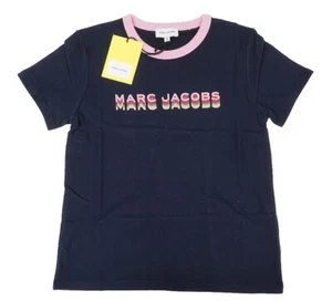 New MARC JACOBS KIDS Logo-Print Navy/Pink Girls T-Shirt W15614 - Size 10 Years - Picture 1 of 10