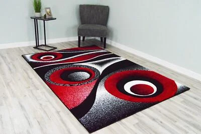 Premium Carved Modern Contemporary Abstract Rug 1504 2'7x7'4 red - Image 1 of 4