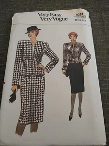 VTG 85 VOGUE Very Easy 9391 Misses Jacket & Skirt PATTERN 8-10-12 Uncut - Picture 1 of 2