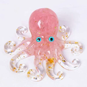 Natural Rose Quartz Crystal Crushed Stone Drop Glue Octopus Healing Resin Decor - Picture 1 of 2