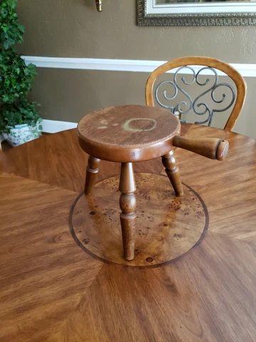 Rare Anti 3 Leg Handled Milking Stool / Footstool El Segundo Calif. All Original Cover