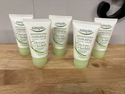 Lote de 5 lavagens faciais hidratantes simples pele sensível 1,7 oz tamanho viagem  - Imagem 1 de 4