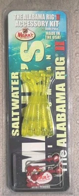 5-Saltwater Jig Heads w/Hardnose, Yellow, Manns Bait Company, The Alabama Rig II - Image 1 of 2