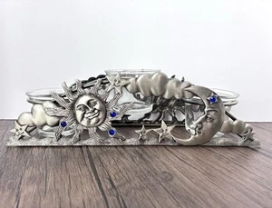 Spoontique Pewter Metal Candle Holder Glass Votive Sun Moon Stars Celestial Y2K - Picture 1 of 12