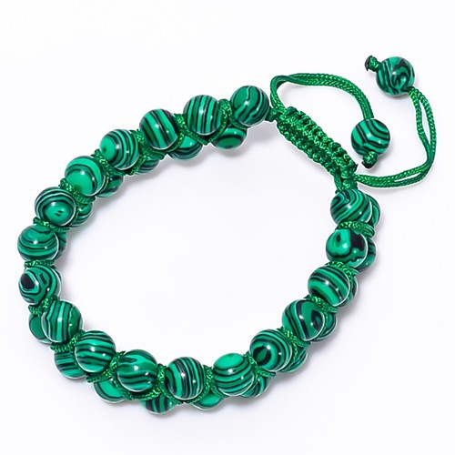 VALENTINO Bracciale guarigione pietre preziose naturali malachite verde 8 perline tonde regalo fidanzamento