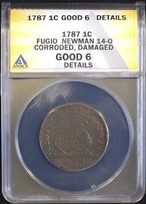 Centavo Fugio 1787 - PRIMERA moneda de circulación oficial de Estados Unidos Benjamin Franklin - G6 ANACS Foto 1 de 4