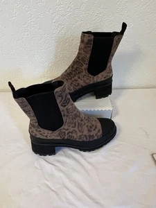 Timberland Kori Park braun schwarz Leopard Leder halbhoher Chelsea-Stiefel US 8 EUC - Bild 1 von 7