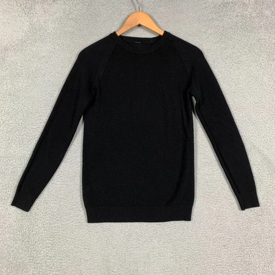 Suéter de Lana Lululemon Simply Para Mujer 6 Negro Acanalado Tejido Manga Raglán Cuello Redondo Foto 1 de 4