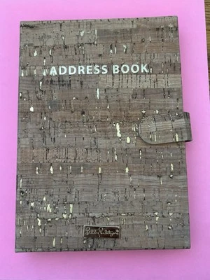 Lista de endereços e telefones Lilly Pulitzer cortiça exterior branco e rosa interior 6x8 novo sem etiquetas - Imagem 1 de 4