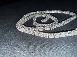 Moissanite Tennis Chain 24 Inch 6mm 925 Silver - Picture 1 of 6