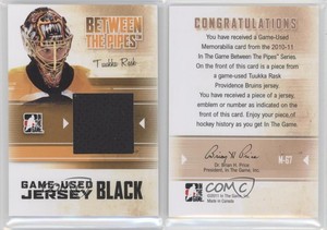 2010-11 ITG Between the Pipes Game-Used Black Jersey /120 Tuukka Rask #M-67