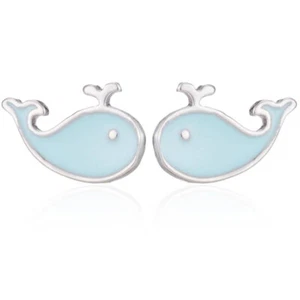 2er Set Ohrstecker Stud Wal Fisch Blau Cartoon Damen - Bild 1 von 5